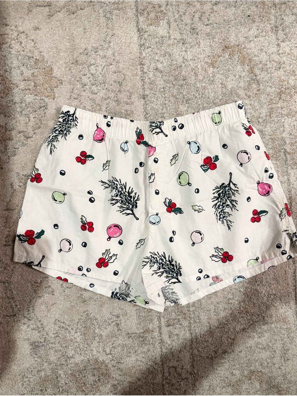 Colsie White Holiday Berry Boxer Pajama Shorts